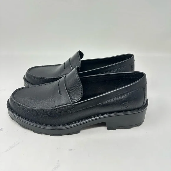 New Born - Carrera Leather Lug Sole Platform Penny Loafers size 9.5M - Picture 3 of 15